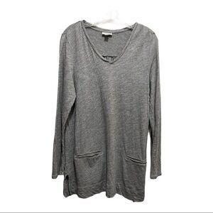 J Jill V Neck Tunic Cotton Gray Top